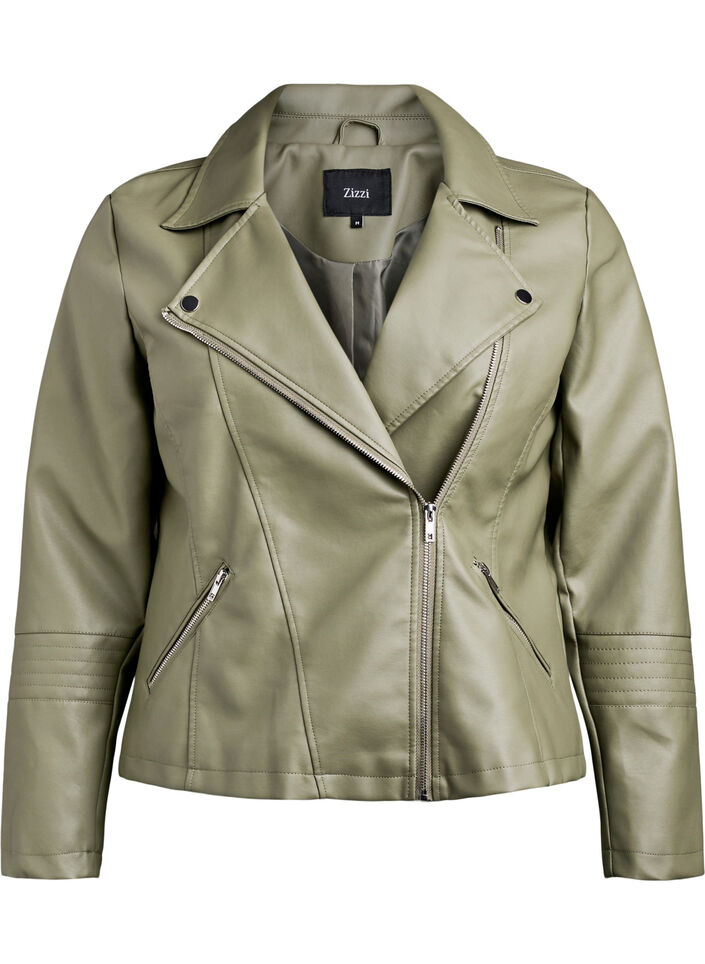 Perfecto en similicuir, Vert fonc&eacute;, Packshot image number 0