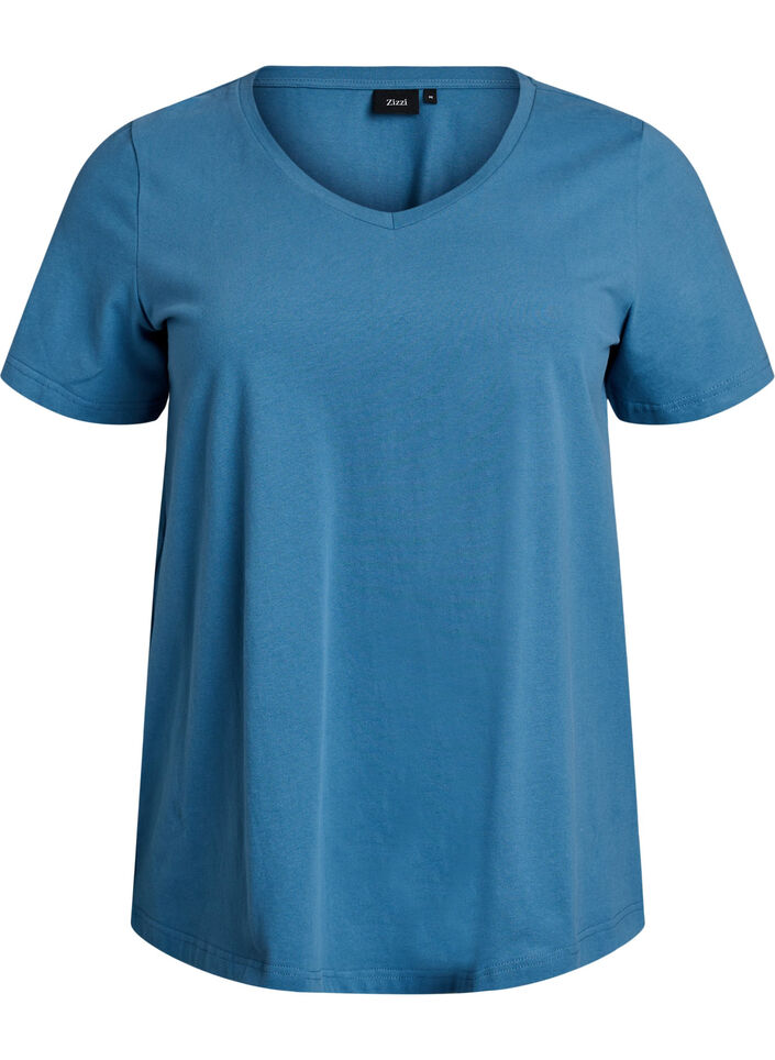 T-shirt Basic uni en coton, Gris bleut&eacute;, Packshot image number 0