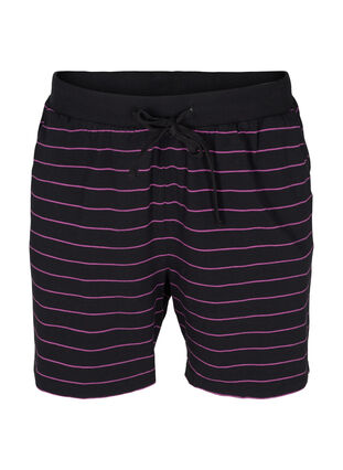 Short ample en coton à rayures, Black w. Purple, Packshot image number 0