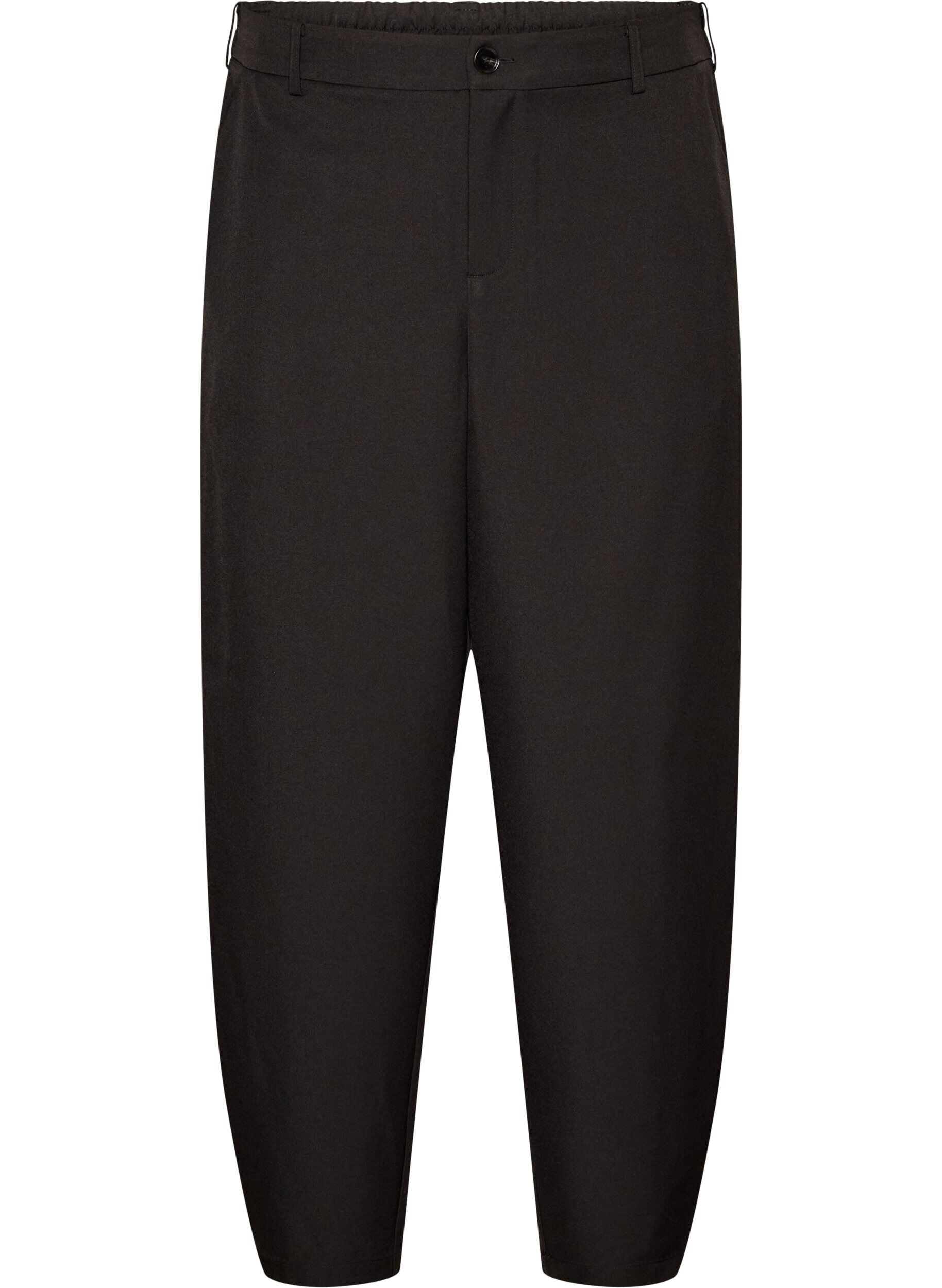 ZizziBroek met hoge taille en barrel fit, Zwart, Packshot image number 0