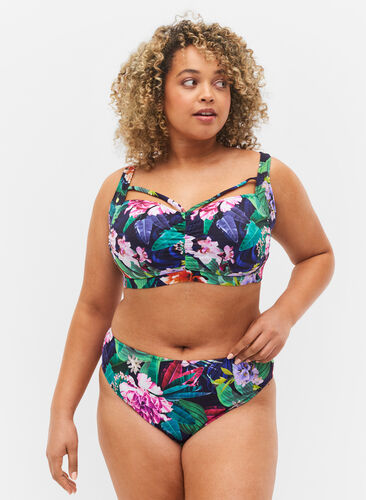 Culotte de bikini à taille haute, Flower Print, Model image number 0