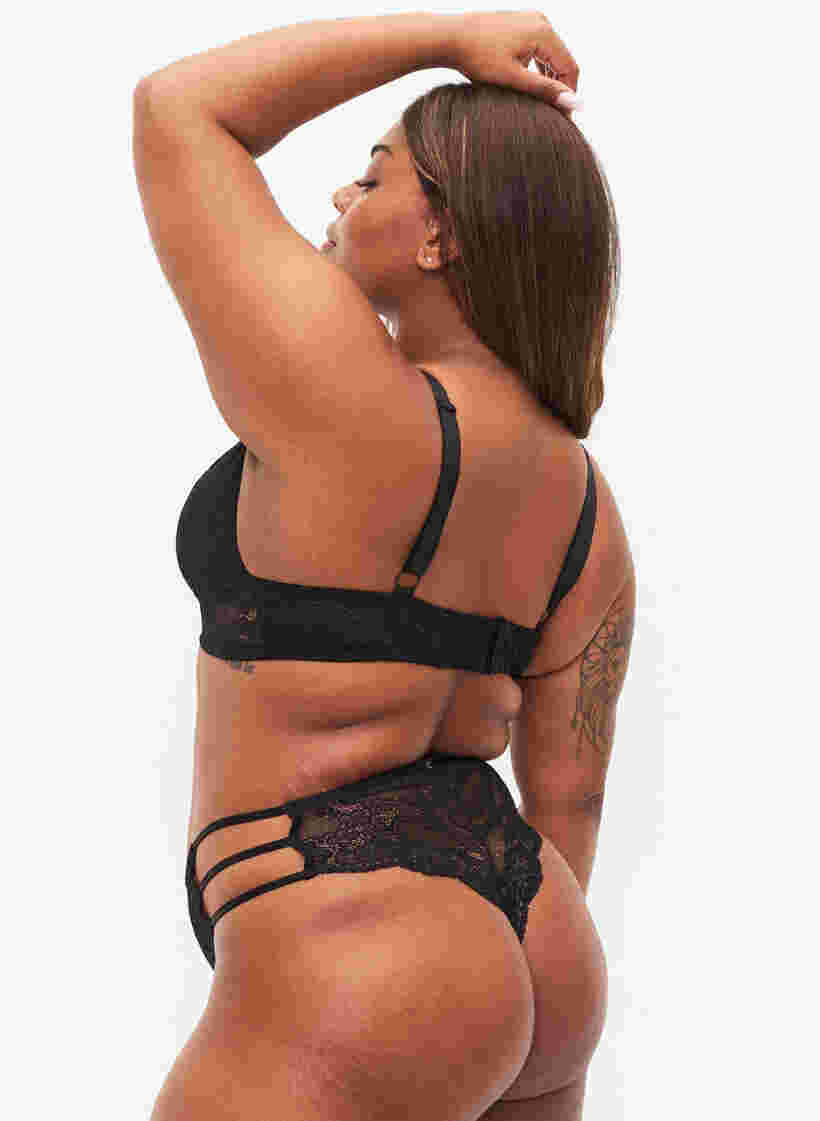 Culotte brésilienne en dentelle, Black, Model image number 2
