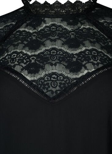 Robe à manches longues avec dentelle, Black, Packshot image number 2