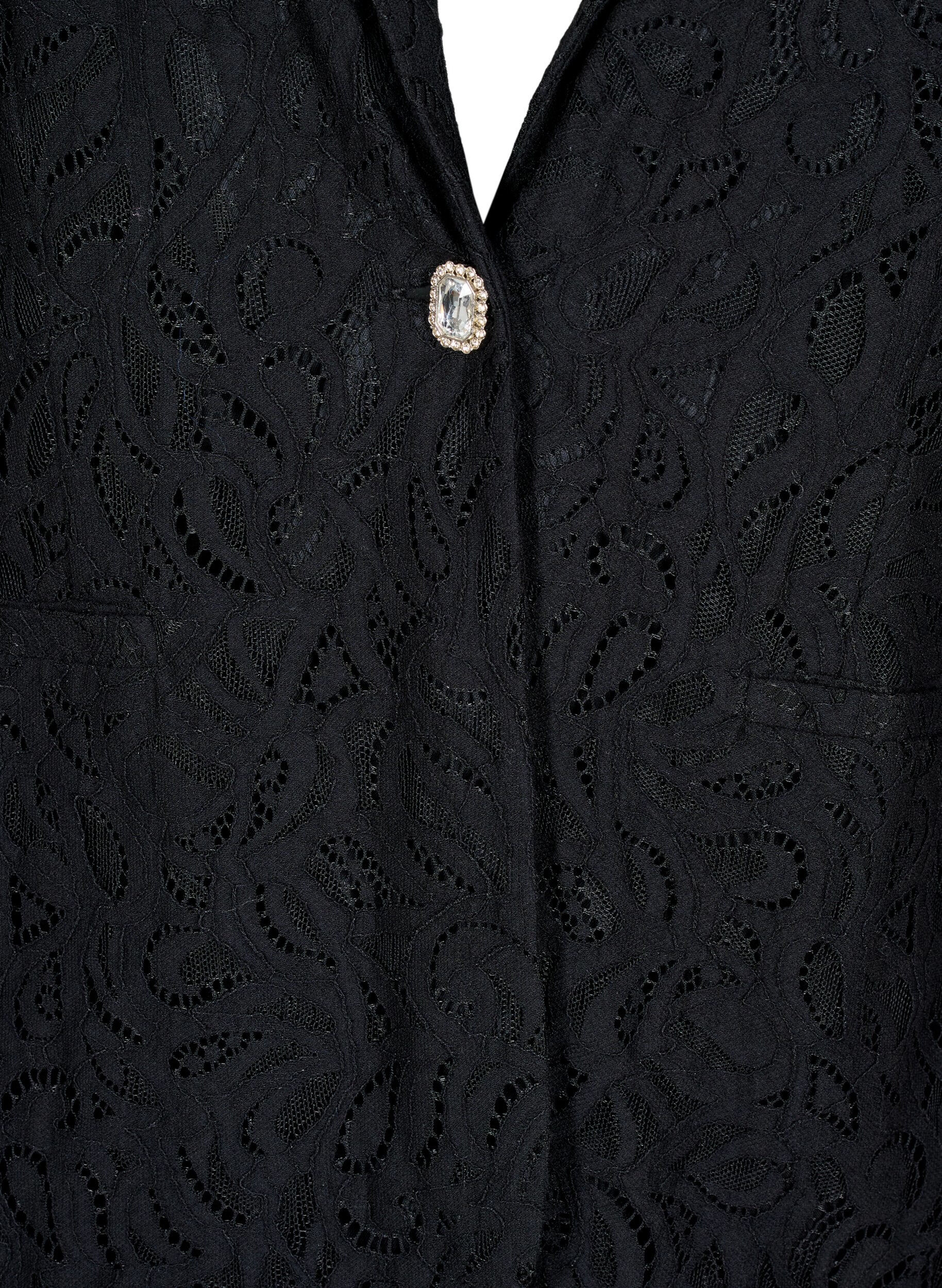 Zizzi Blazer en dentelle avec poches, Black, Packshot image number 2