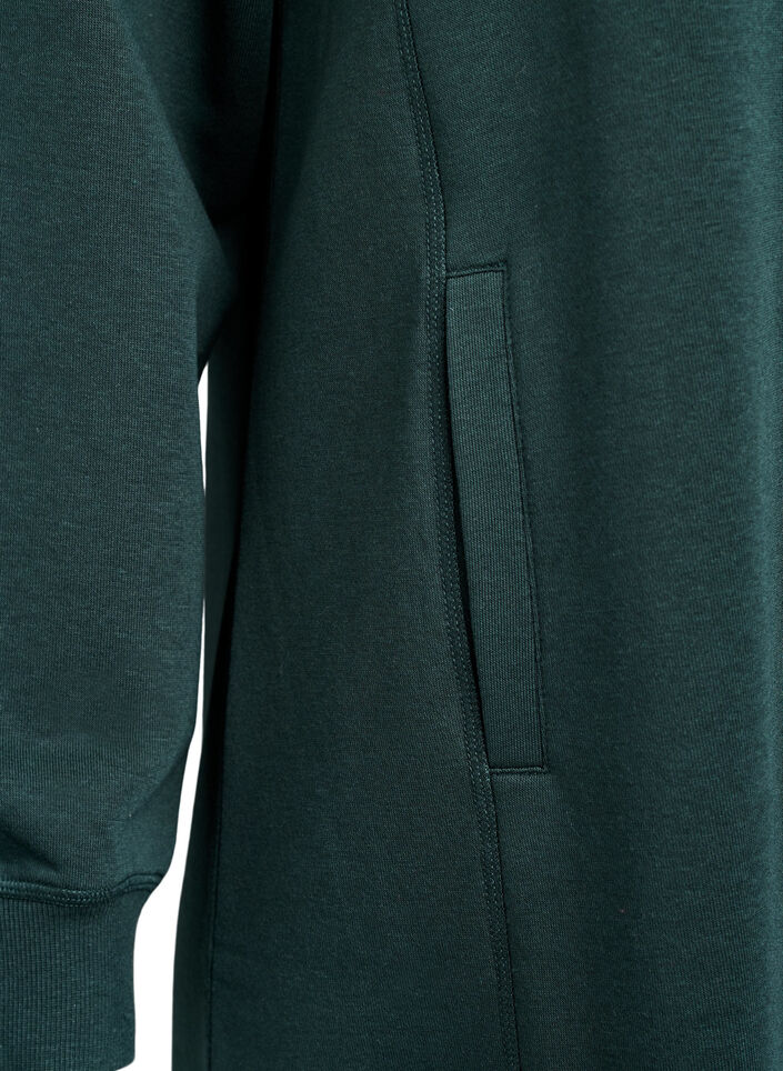 FLASH - Kort sweatshirt jurk met hoge kraag en zakken, Groen, Packshot image number 3