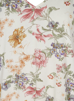 Robe en viscose fleurie avec décolleté en V, Creme Vintage Flower, Packshot image number 2