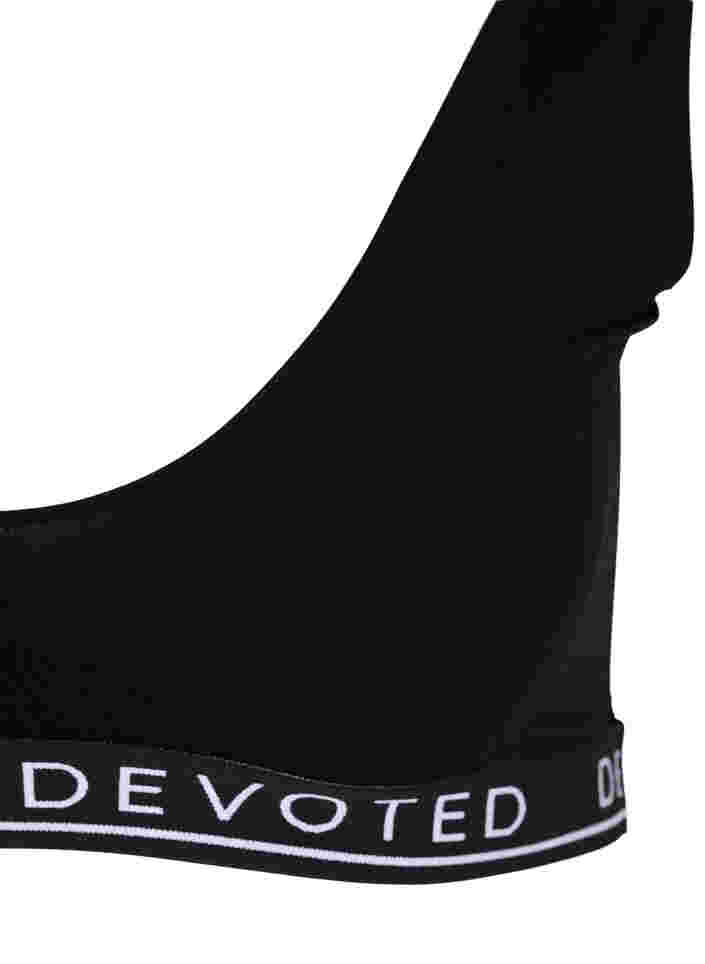 Soutien-gorge sans coutures avec imprimé de texte, Black, Packshot image number 2
