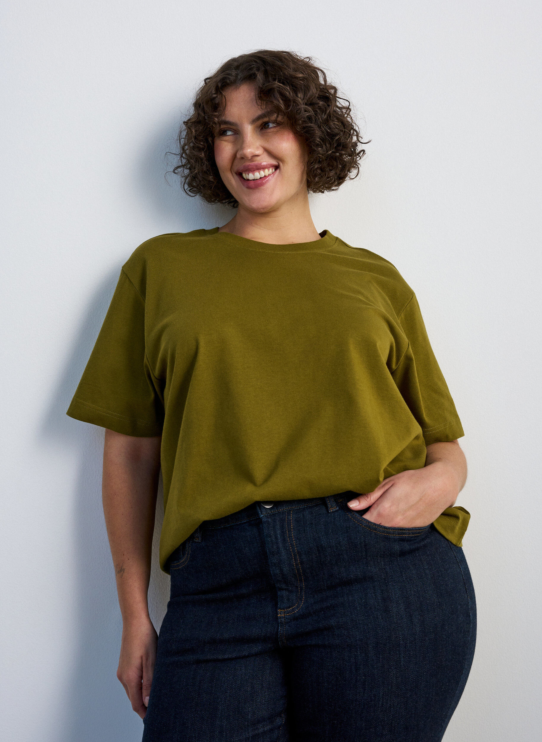 ZizziT-shirt coupe boxy en coton, 2262, Model image number 0