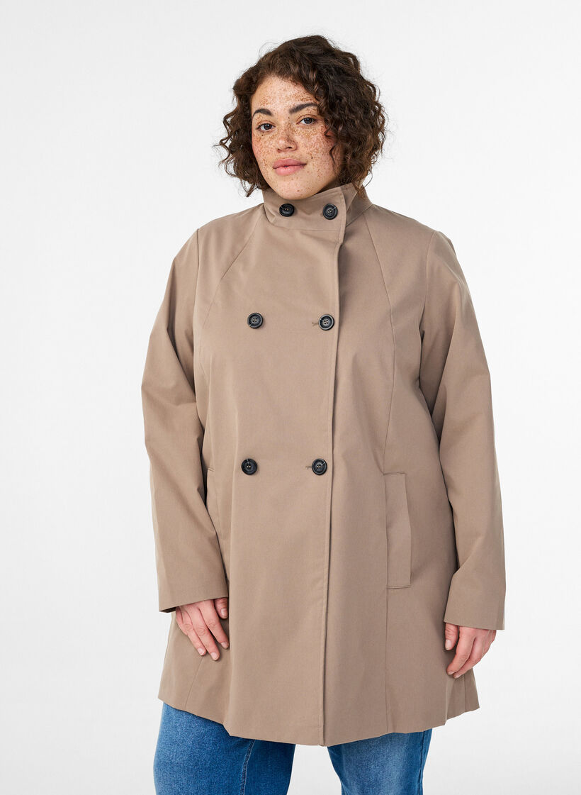 Veste de printemps hydrofuge avec coupe en A, Gris, Model image number 0