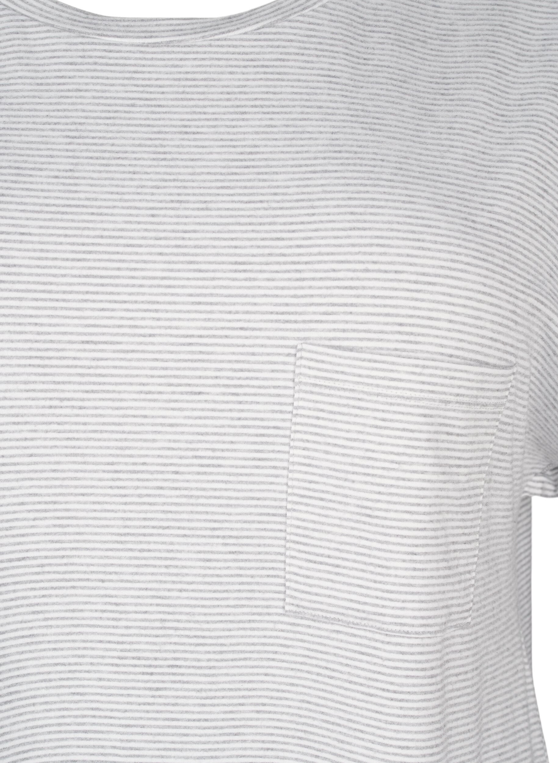 Zizzi Chemise de nuit ray&eacute;e &agrave; manches courtes, Gris clair, Packshot image number 2