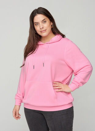 Sweatshirt met capuchon en zak, Prism Pink, Model image number 0