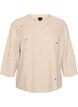 Blouse en maille avec de petits motifs brod&eacute;s, Beige, Packshot image number 0
