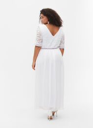 Maxi-jurk met rugdecolleté en korte mouwen, Bright White, Model