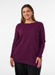 Blouse en jersey avec bordure en dentelle asym&eacute;trique, Violet, Model image number 0