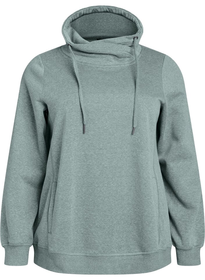 FLASH - Sweatshirt met hoge kraag en zakken, Groen, Packshot image number 0