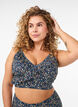 Haut de bikini à fleurs et à détails de jabot, Bleu pétrole, Model image number 0
