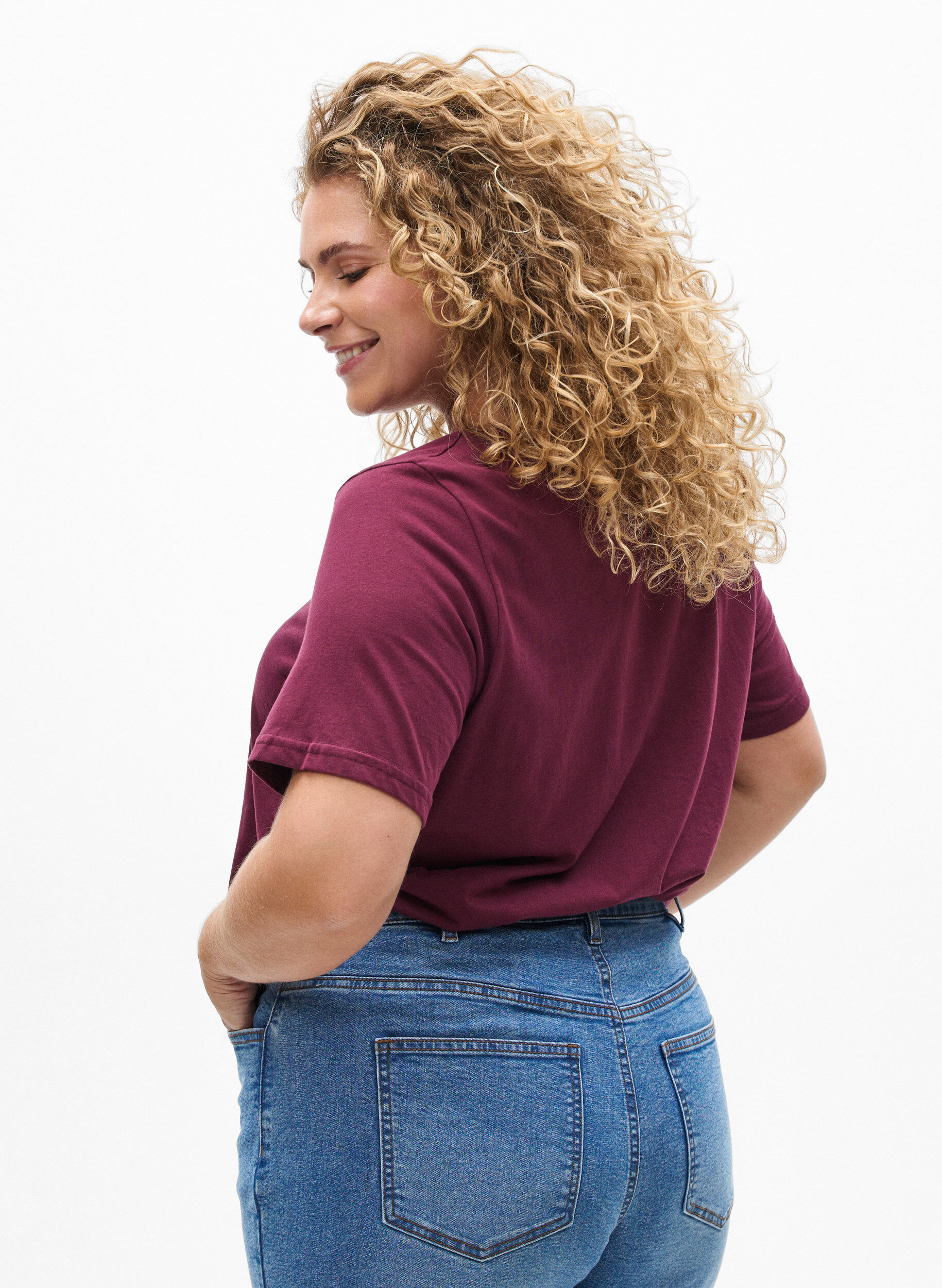 Zizzi T-shirt imprim&eacute;, Bordeaux, Model image number 2