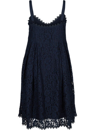 Mouwloos midi-jurk in kant, Navy Blazer, Packshot image number 1
