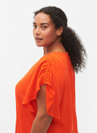 Geribbelde blouse met korte mouw, Orange.com, Model image number 2