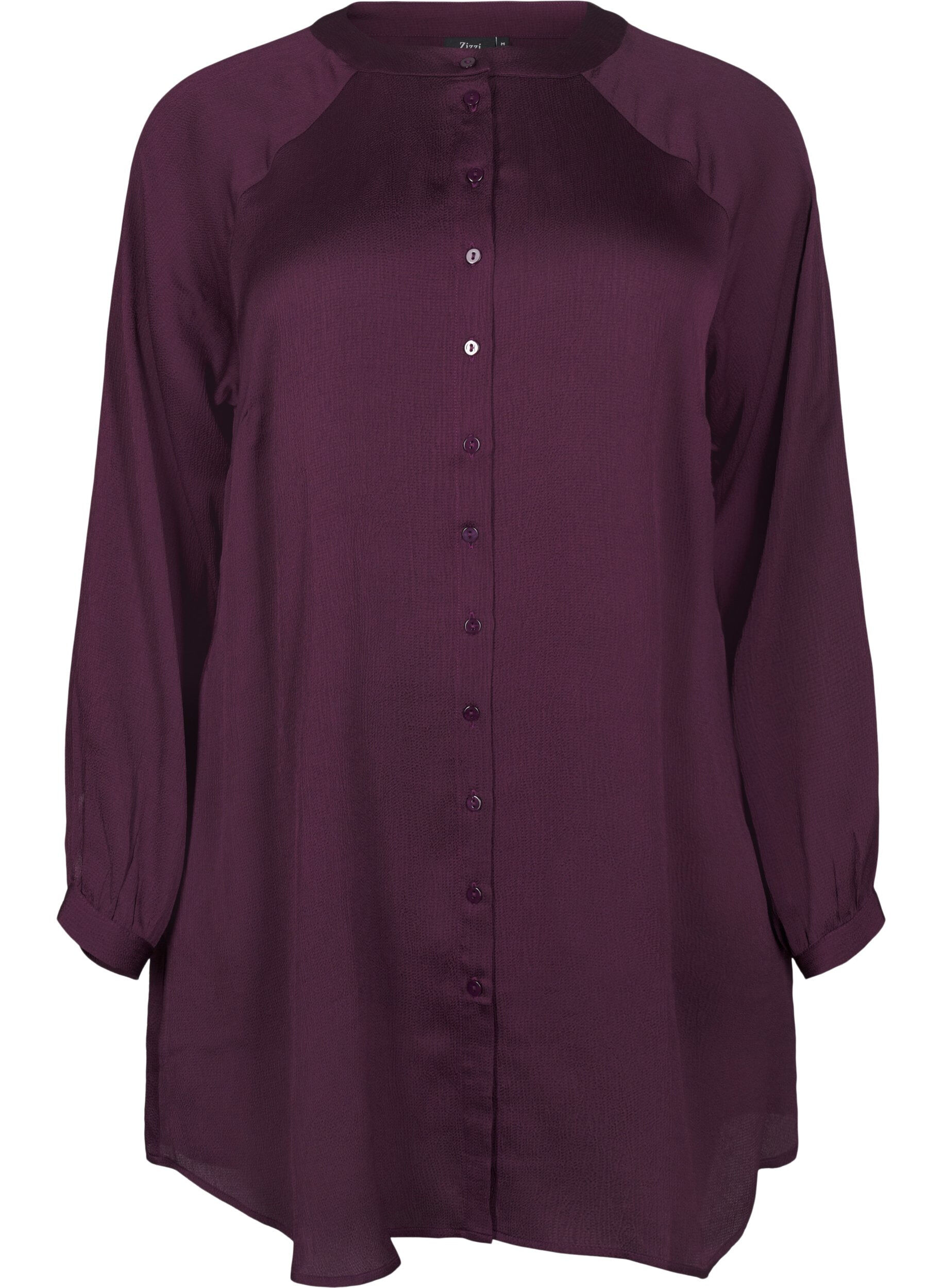 ZizziLange blouse met knopen en lange mouwen, Potent Purple, Packshot image number 0