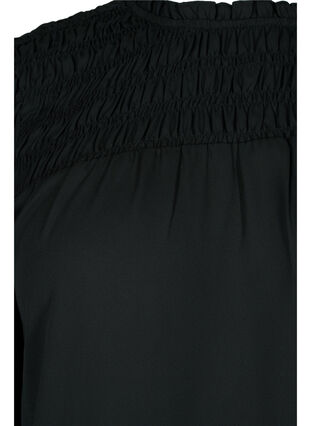 Blouse met lange mouwen en smokwerk, Black, Packshot image number 3