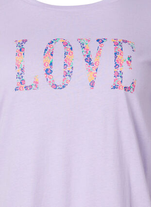Katoenen t-shirt met ronde hals en opdruk, Lavender W. Love, Packshot image number 2