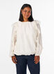 Blouse met ruches en ballonvorm, Vanille, Model image number 0