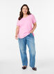 T-shirt Basic en coton uni, Rose, Model image number 1