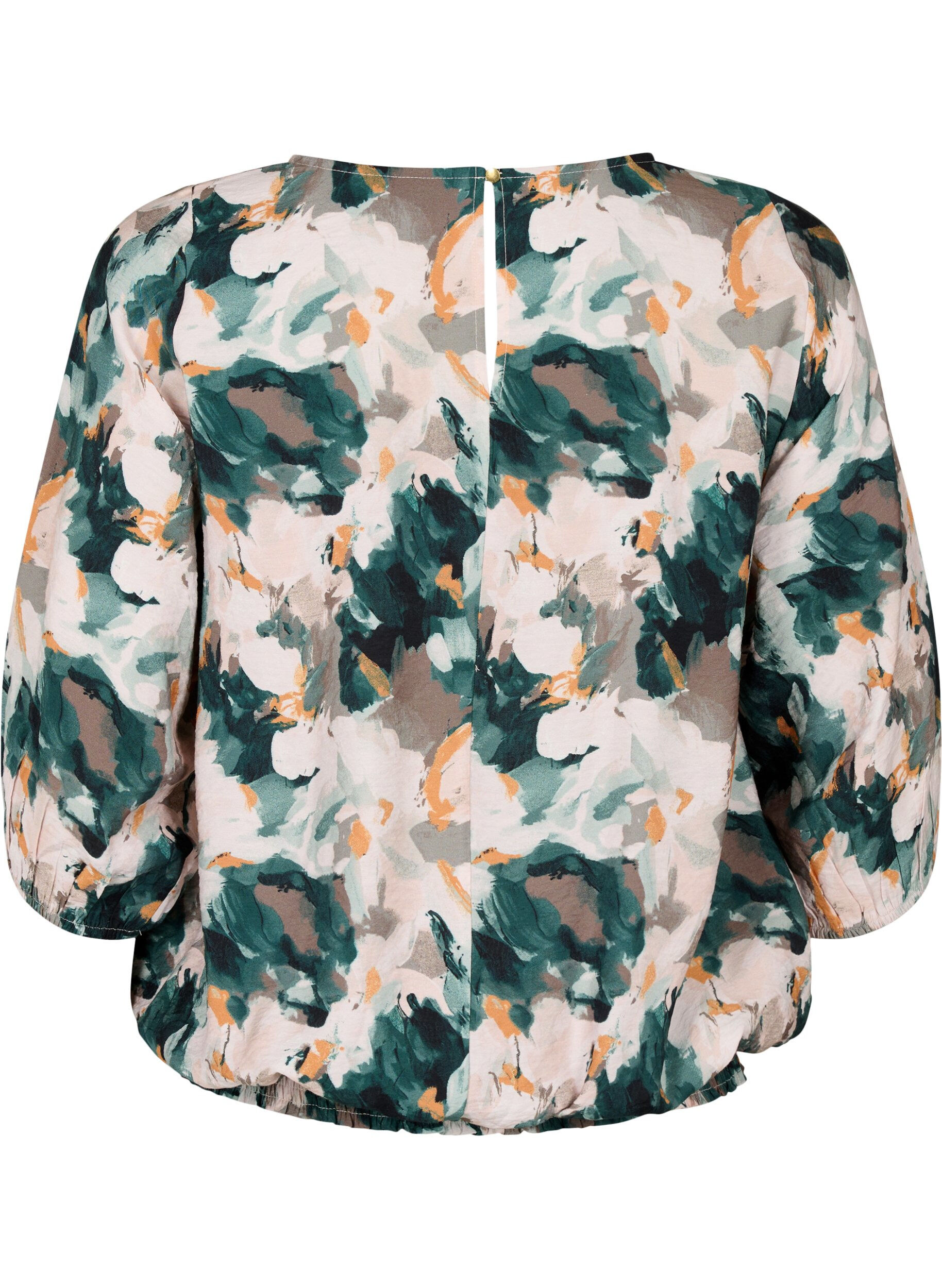ZizziViscose smock blouse met print, Duck Gr. Forest AOP, Packshot image number 1