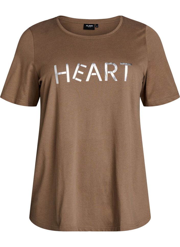 T-shirt met print, Bruin, Packshot image number 0