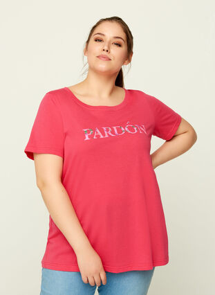 Katoenen t-shirt met print, Azalea, Model image number 0