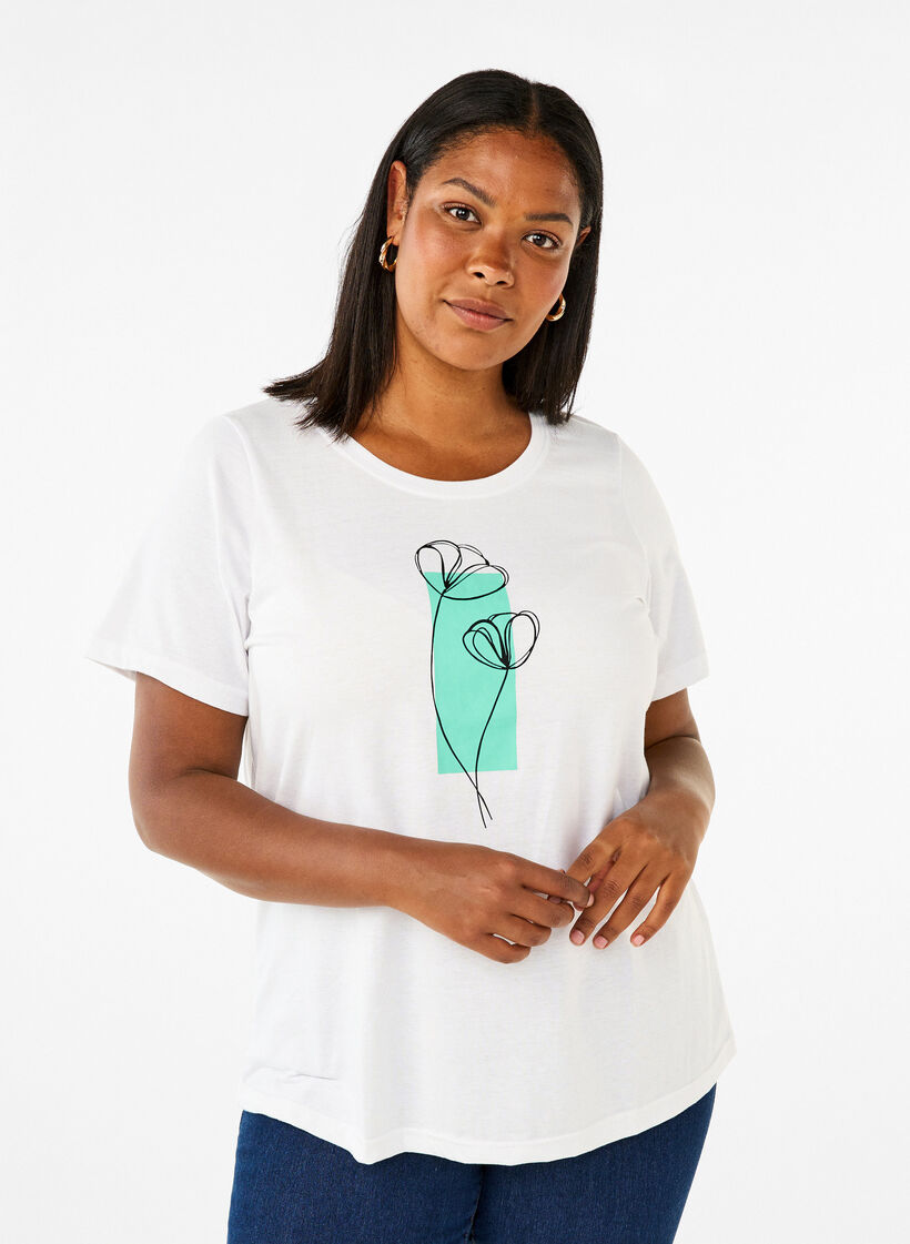 FLASH - T-shirt avec motif, Bright White Flower, Model image number 0