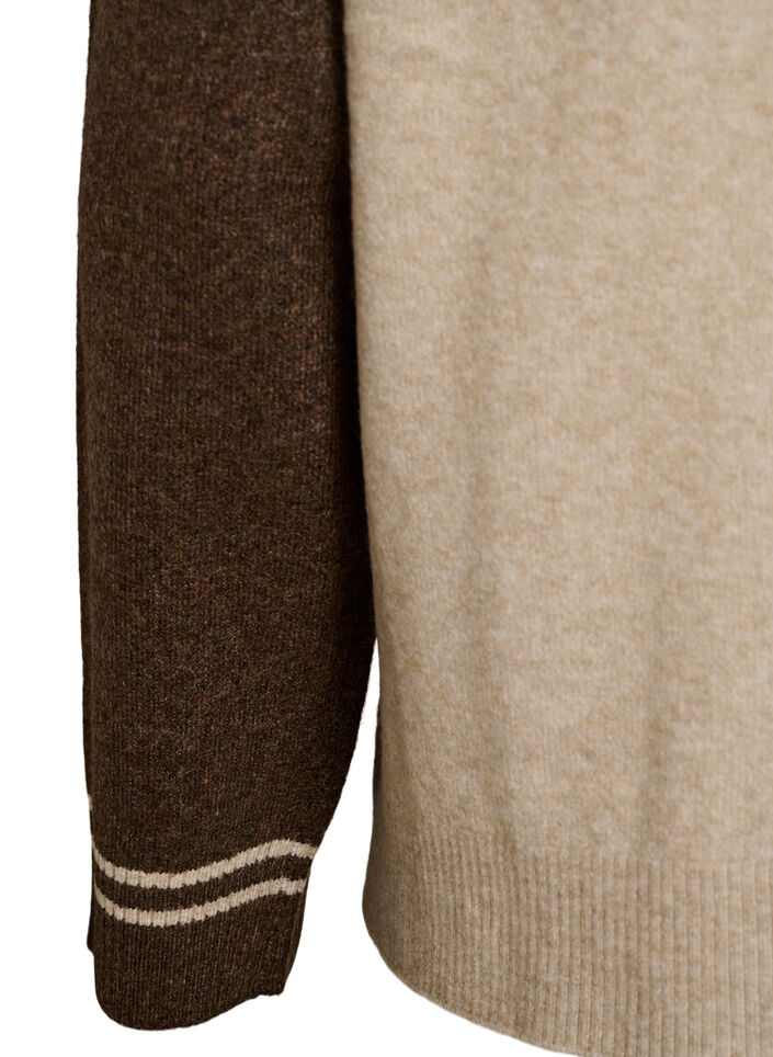 Vest met contrastmouwen en kraag, Beige, Packshot image number 3