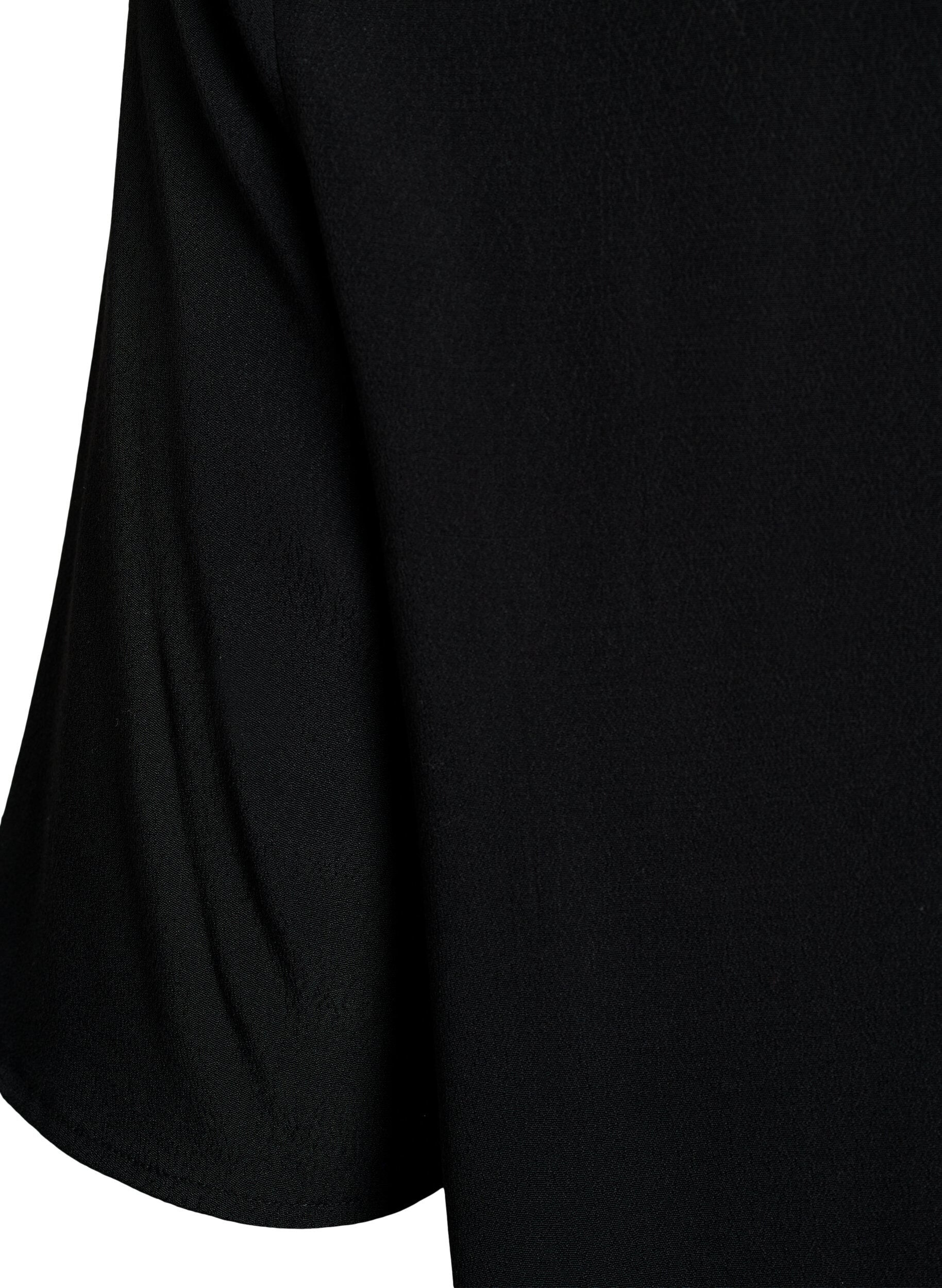 Zizzi Blouse en viscose &agrave; manches courtes, Noir, Packshot image number 3