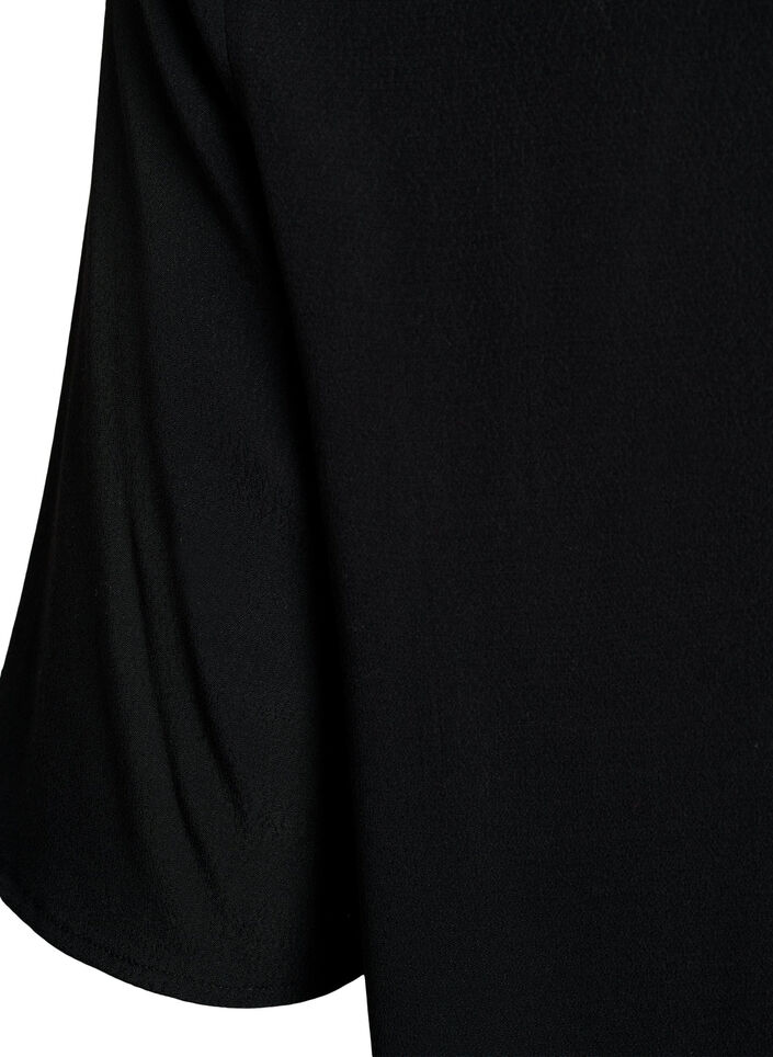 Blouse en viscose &agrave; manches courtes, Noir, Packshot image number 3