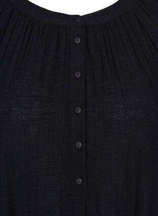 Katoenen tuniek met knopen en 3/4-mouwen, Black, Packshot image number 2