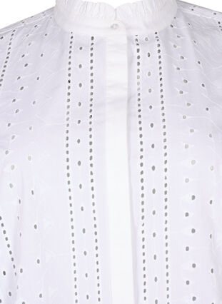 Chemise en coton avec un motif à trous, Bright White, Packshot image number 2