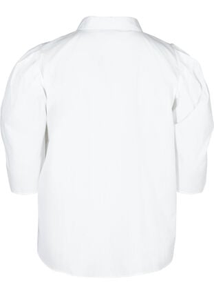 Katoenen blouse met 3/4 pofmouwen, Bright White, Packshot image number 1