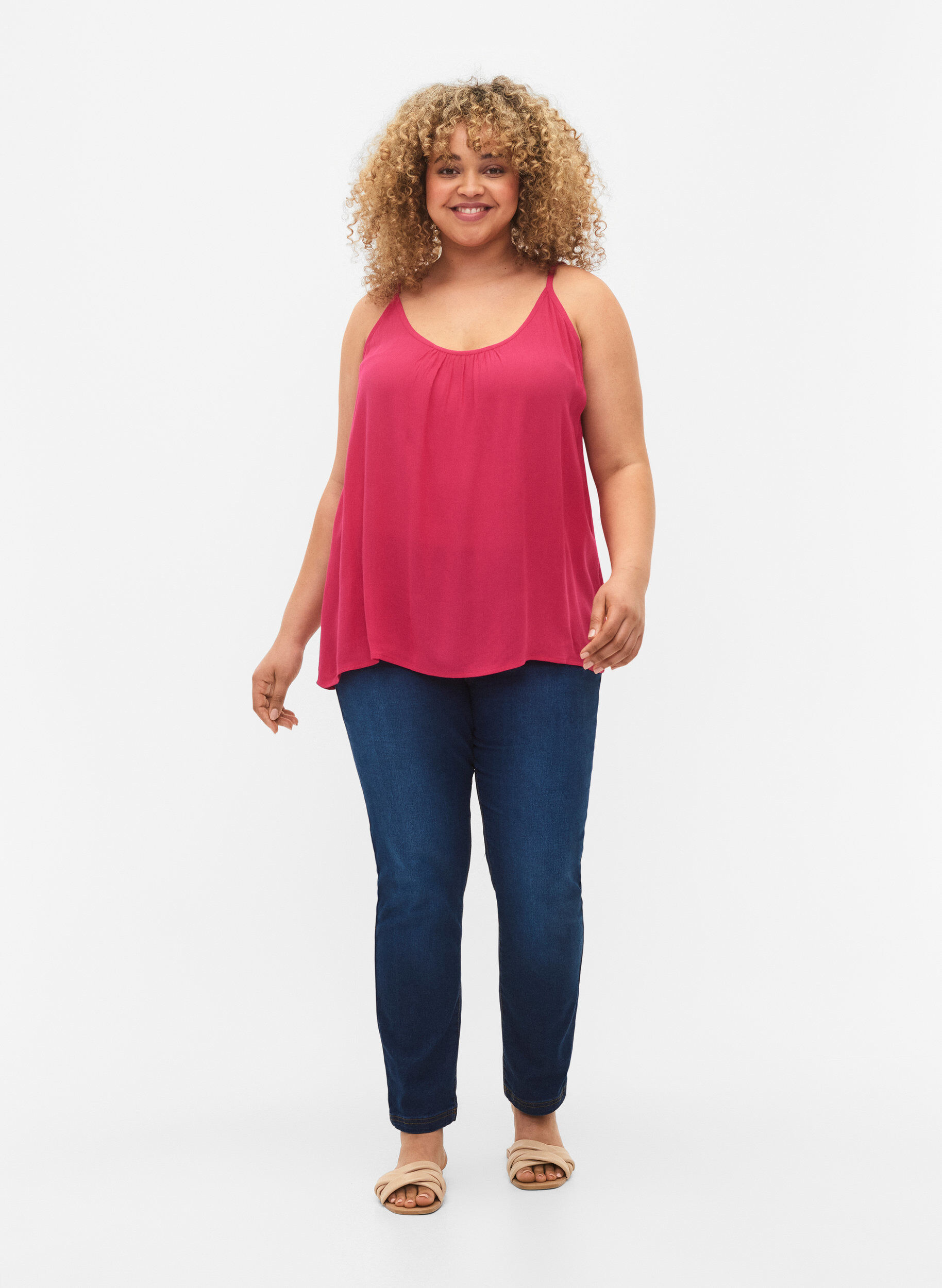 ZizziStrap top in viscose, Roze, Model image number 1