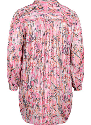 Gebloemde tuniek met v-hals en lange mouwen, Pink Feather, Packshot image number 1