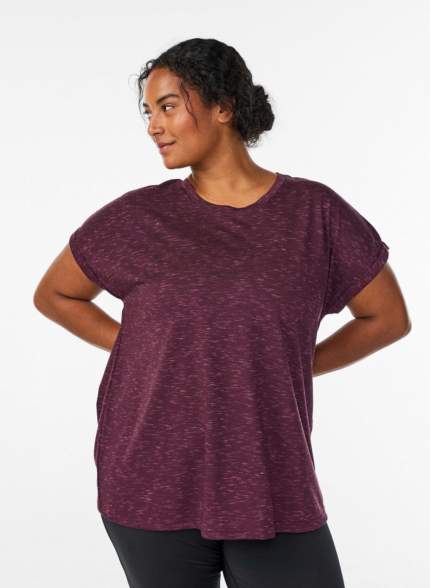 ZizziLos workout T-shirt met korte mouwen, Donker Bordeaux, Model image number 0