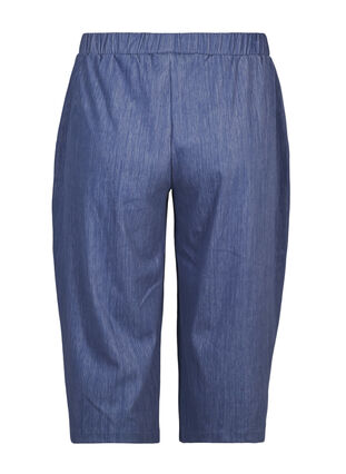Driekwart broek met elastiek, Blue denim, Packshot image number 1