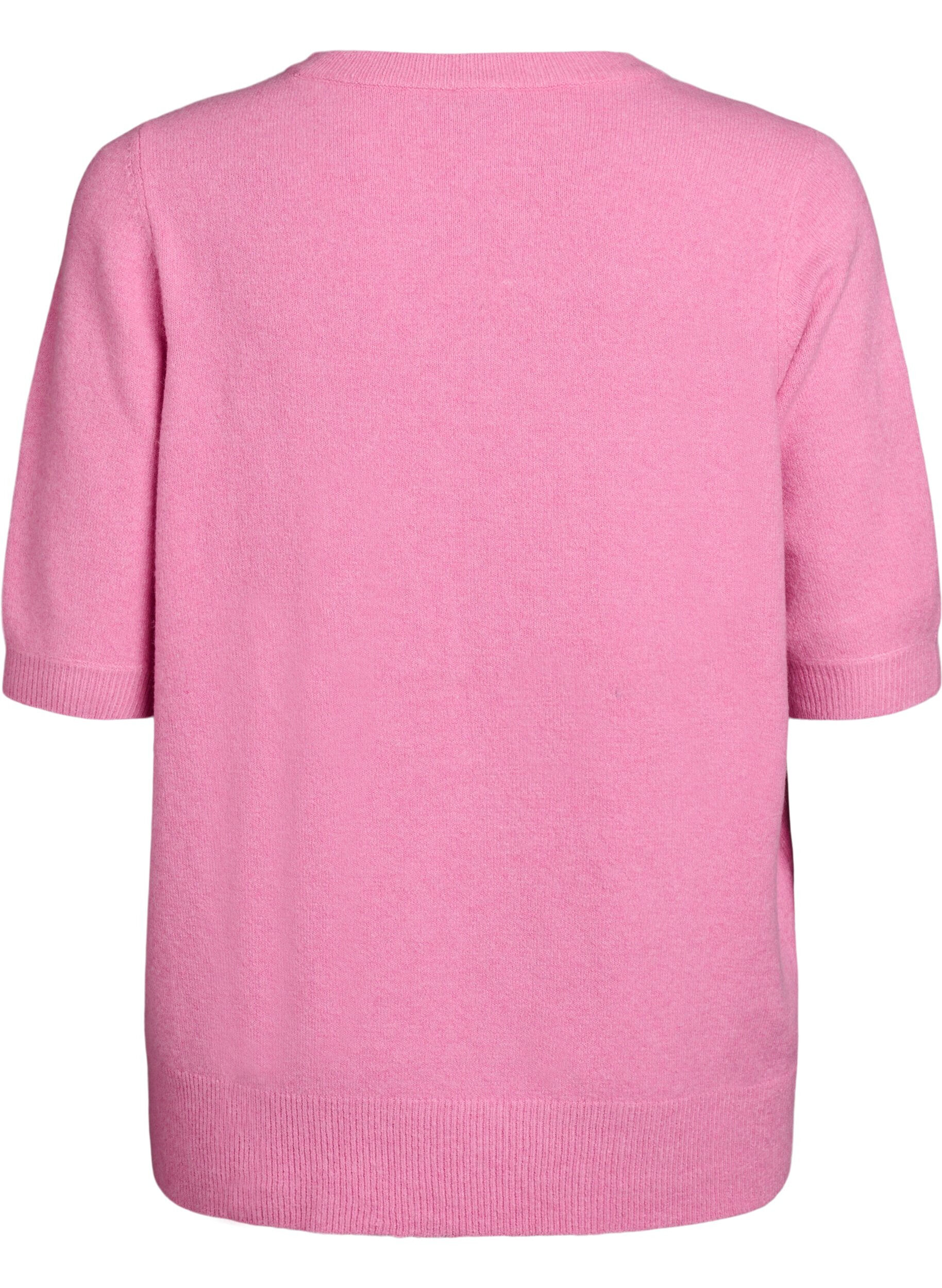 ZizziGebreide blouse met korte mouwen, Roze, Packshot image number 1
