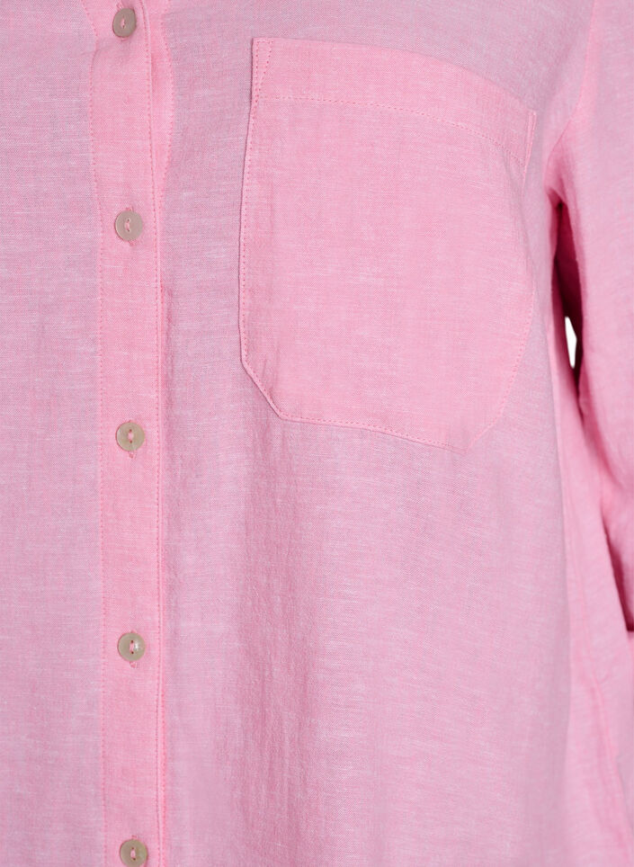 Linnen en viscose shirt met 3/4 mouwen, Roze, Packshot image number 2
