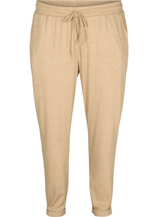 Pantalon chiné avec cordon de serrage et poches, Beige Melange, Packshot image number 0
