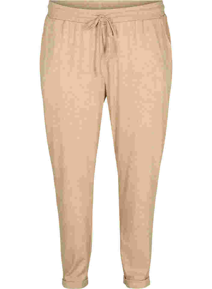 Pantalon chiné avec cordon de serrage et poches, Beige Melange, Packshot image number 0
