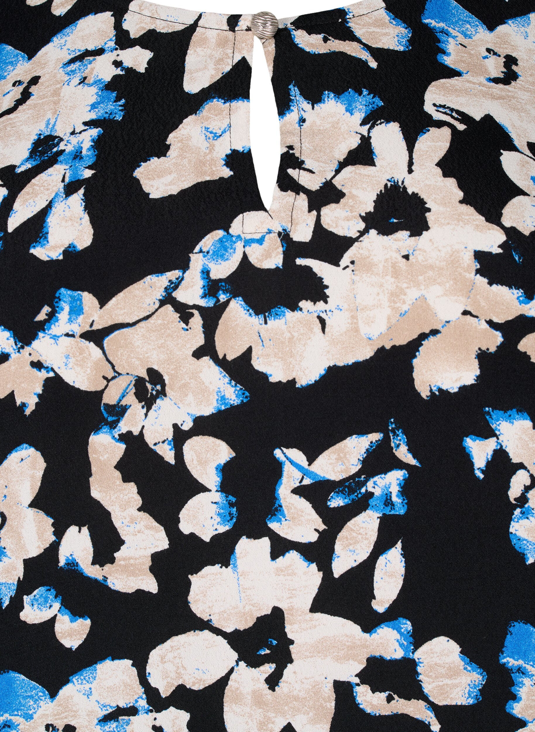 ZizziViscose blouse met print en smok, Zwart, Packshot image number 2