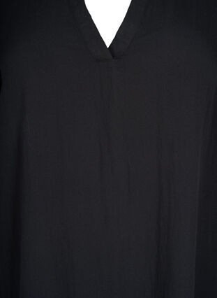 Viscose jurk met korte mouwen en v-hals, Black, Packshot image number 2