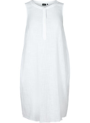 Mouwloze jurk in katoen, White, Packshot image number 0