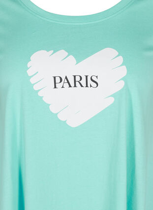 Katoenen t-shirt met korte mouwen en a-lijn, Aqua Sky PARIS, Packshot image number 2